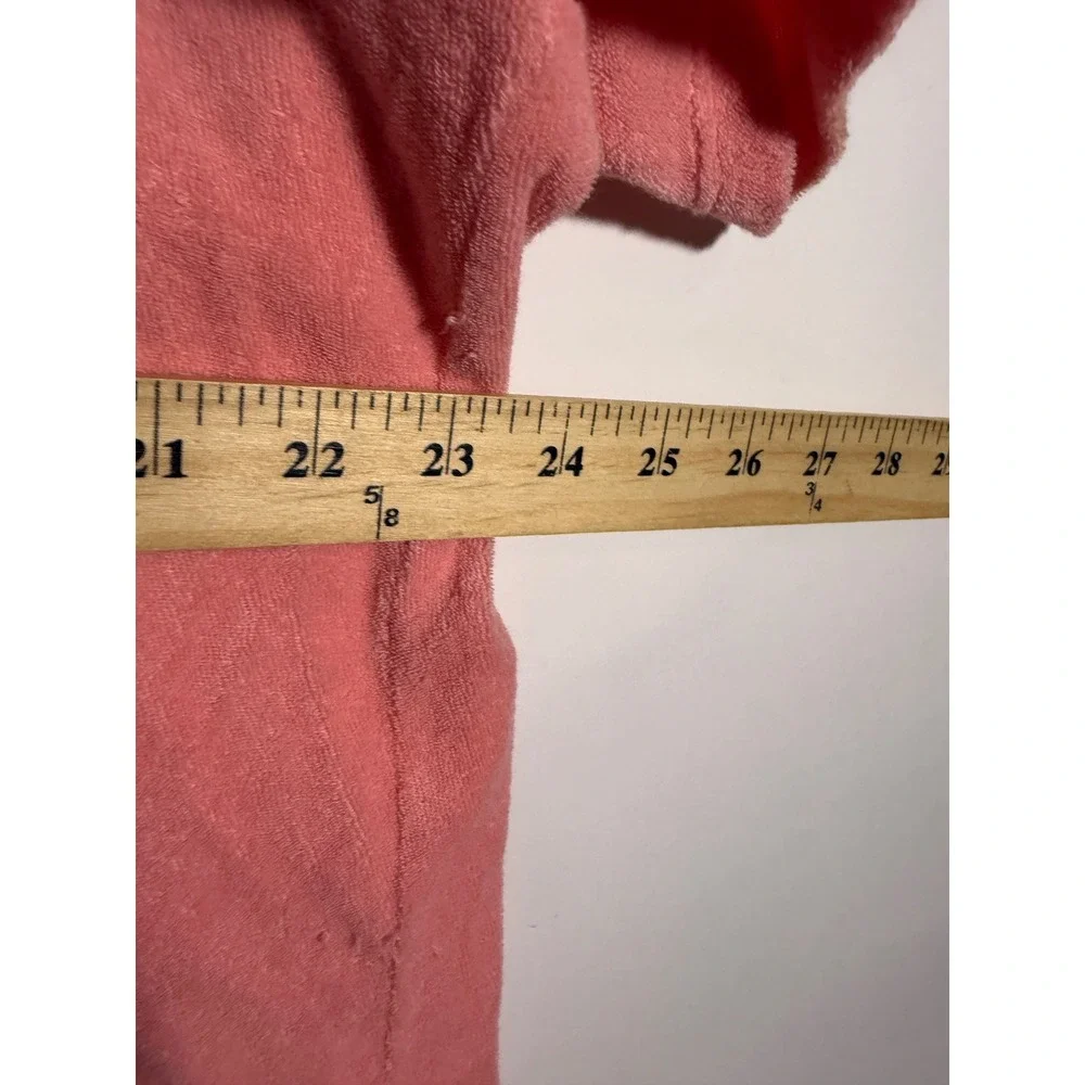 OAS Mens Terry Cloth Polo Shirt XL Coral Pink Short Sleeve Beach Swim Top